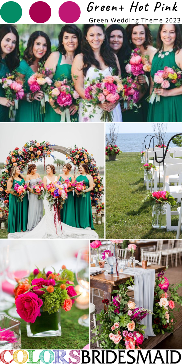 best 8 green wedding themes for 2023 green and hot pink
