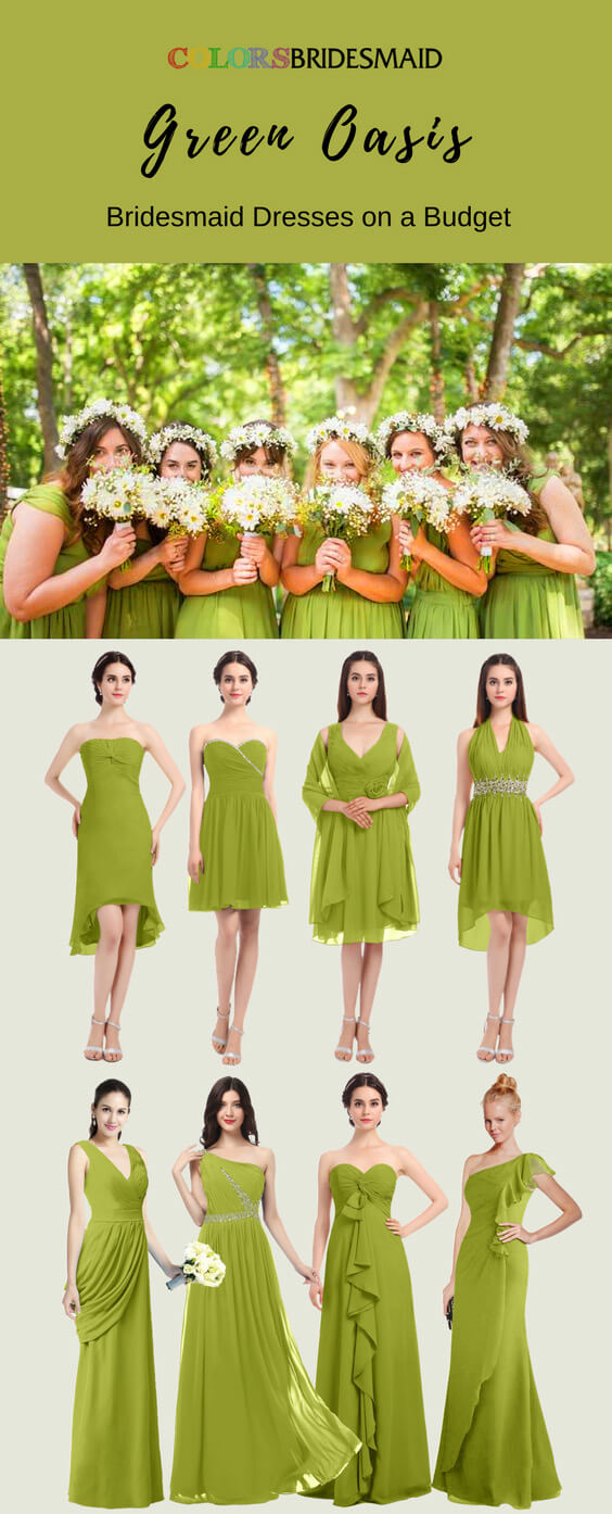 Green Oasis Bridesmaid Dresses in Knee-Length and Floor-Length