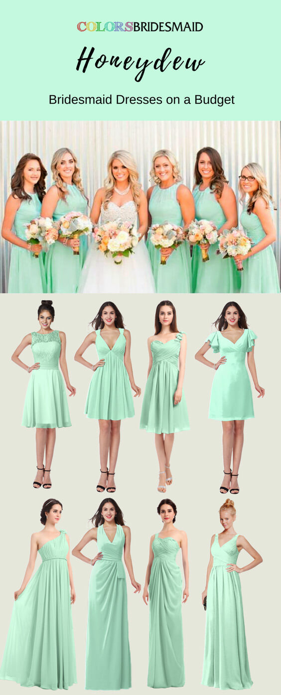 Honeydew Bridesmaid Dresses With Long and Short Styles