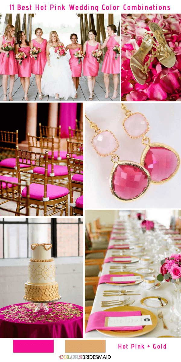 hot pink and gold wedding dresses