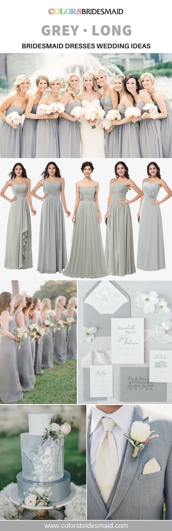 grey bridesmaid dresses long