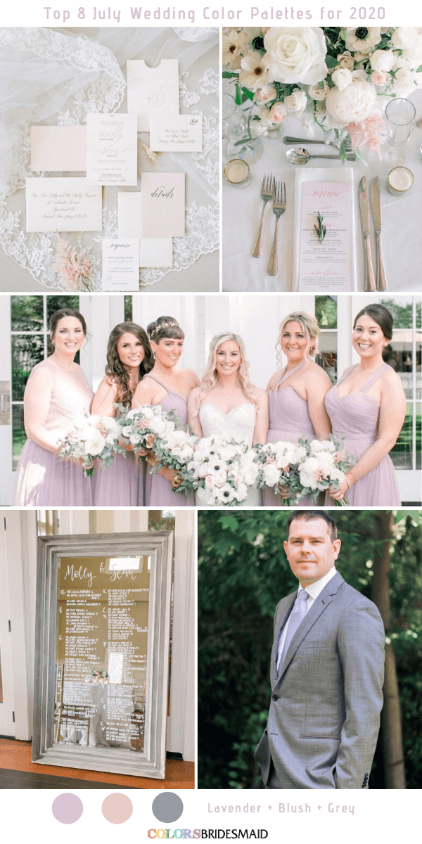 Top 8 July Wedding Color Palettes for 2020 - Lavender + Blush + Grey