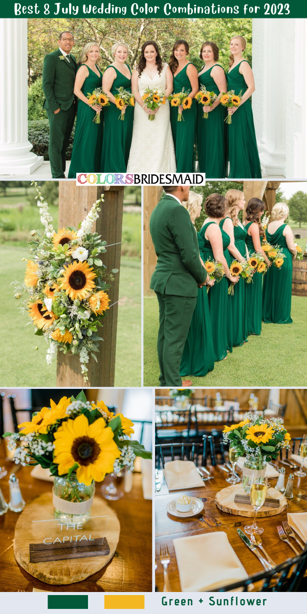 Best 8 July Wedding Color Combinations for 2023 - Green + Sunflower