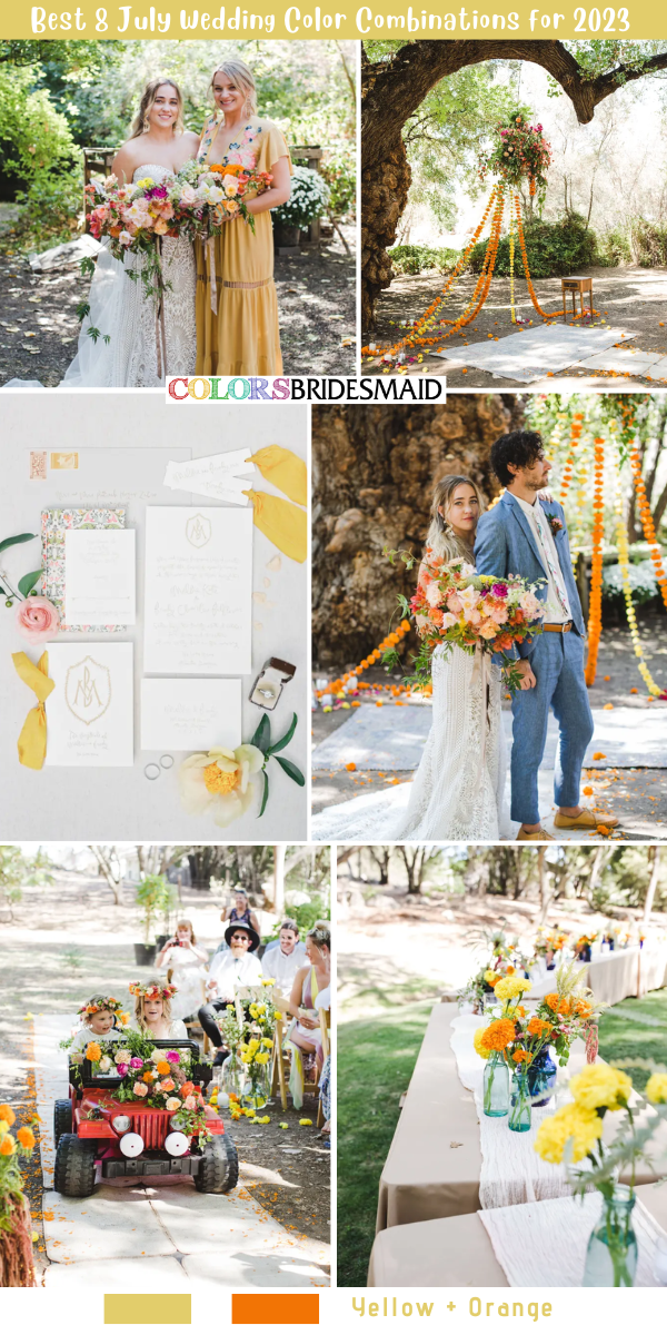 Best 8 July Wedding Color Combinations for 2023 - Yellow + Orange