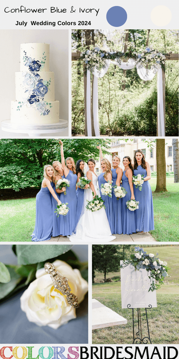 8 Best July Wedding Colors for 2024 to Inspire You -  Cornflower Blue + Ivory