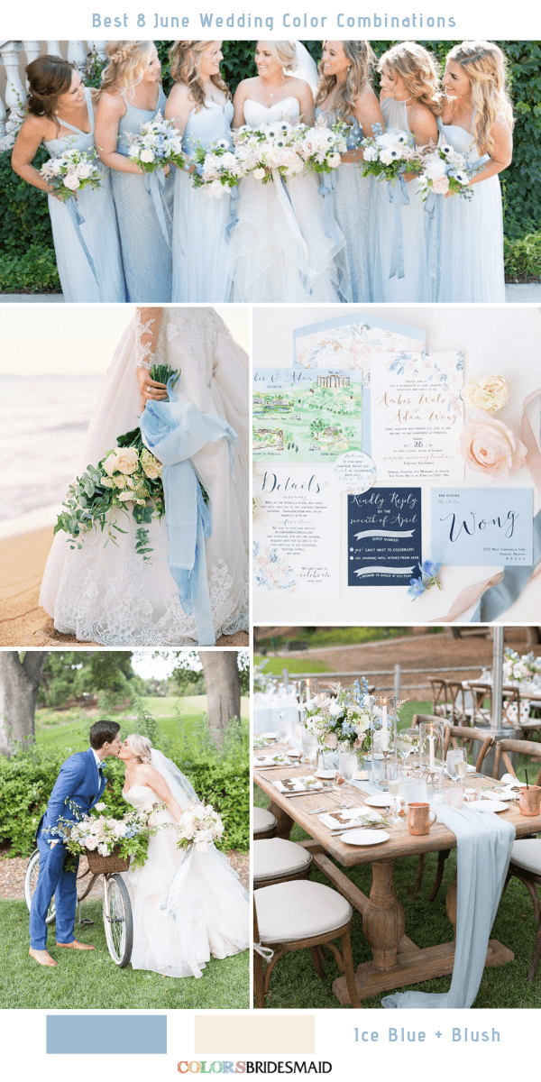 Best 8 June Wedding Color Combinations for 2019 - Ice Blue and Blush