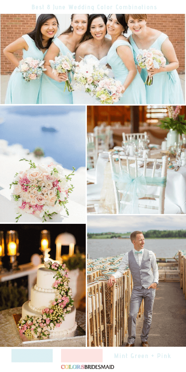 Best 8 June Wedding Color Combinations for 2019 - Mint green and Pink