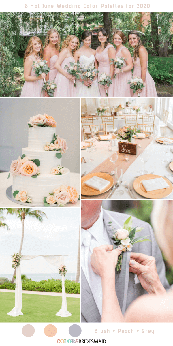 8 Hot June Wedding Color Palettes for 2020 - Blush + Peach + Grey