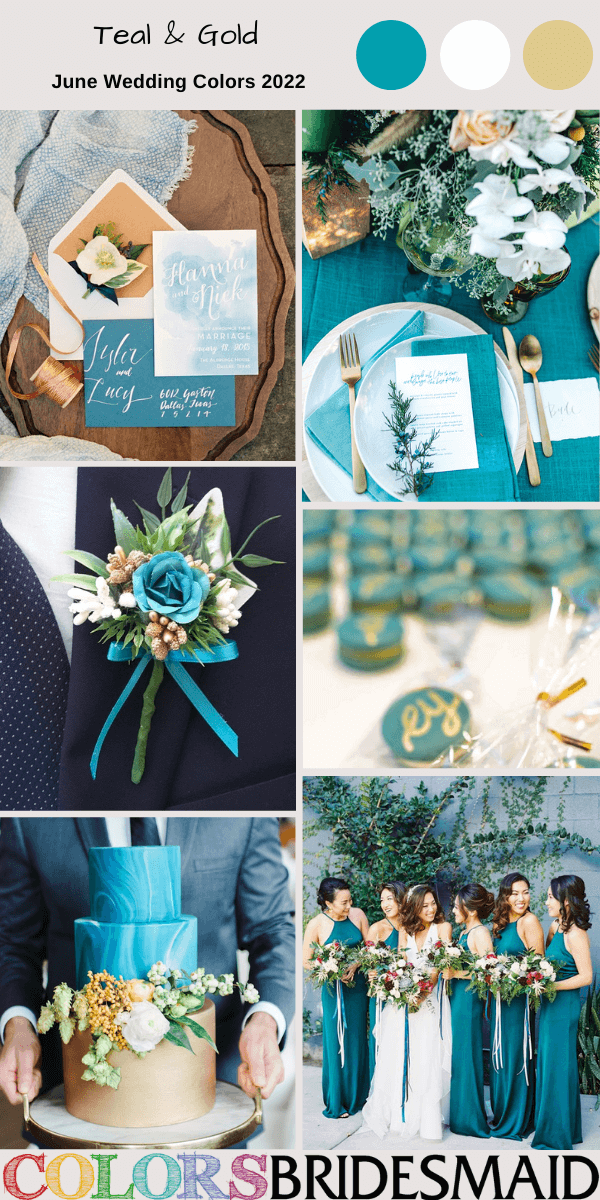 June Wedding Colors for 2022 Ice Teal and Gold