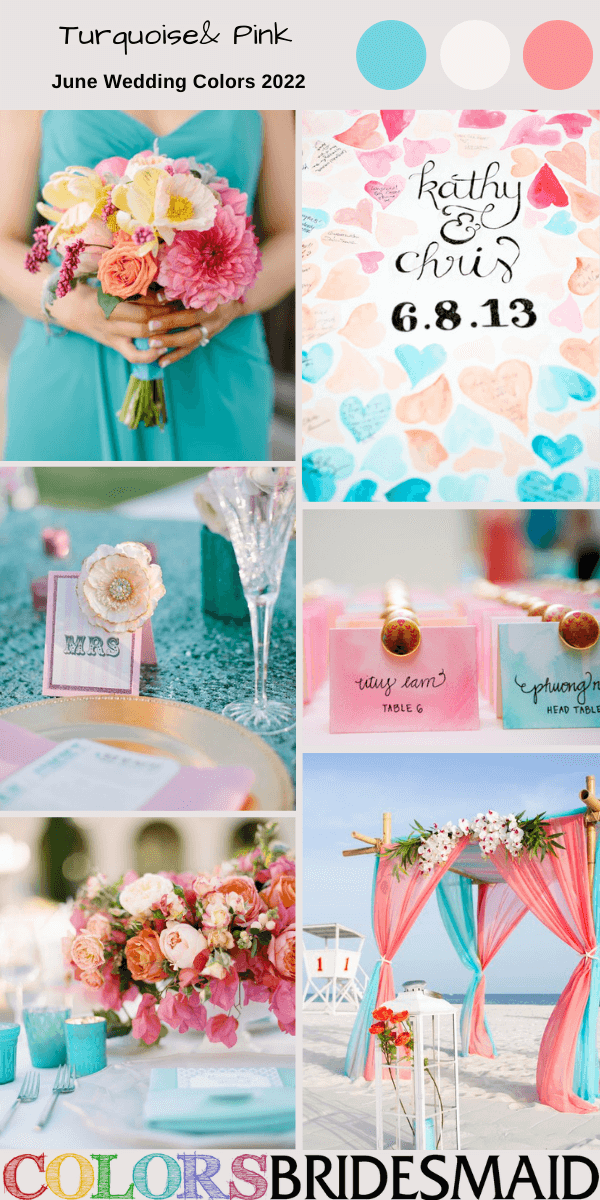 June Wedding Colors for 2022 Ice Turquoise and Pink