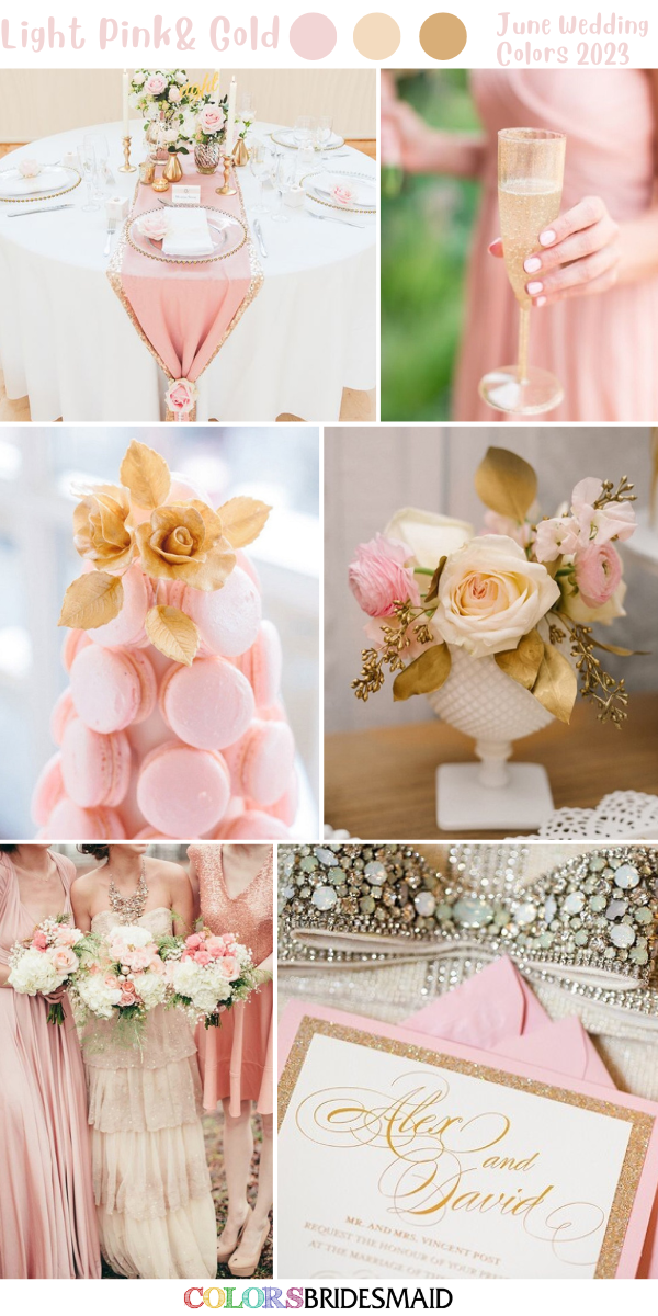 8 Popular June Wedding Color Palettes for 2023 - Light Pink + Gold