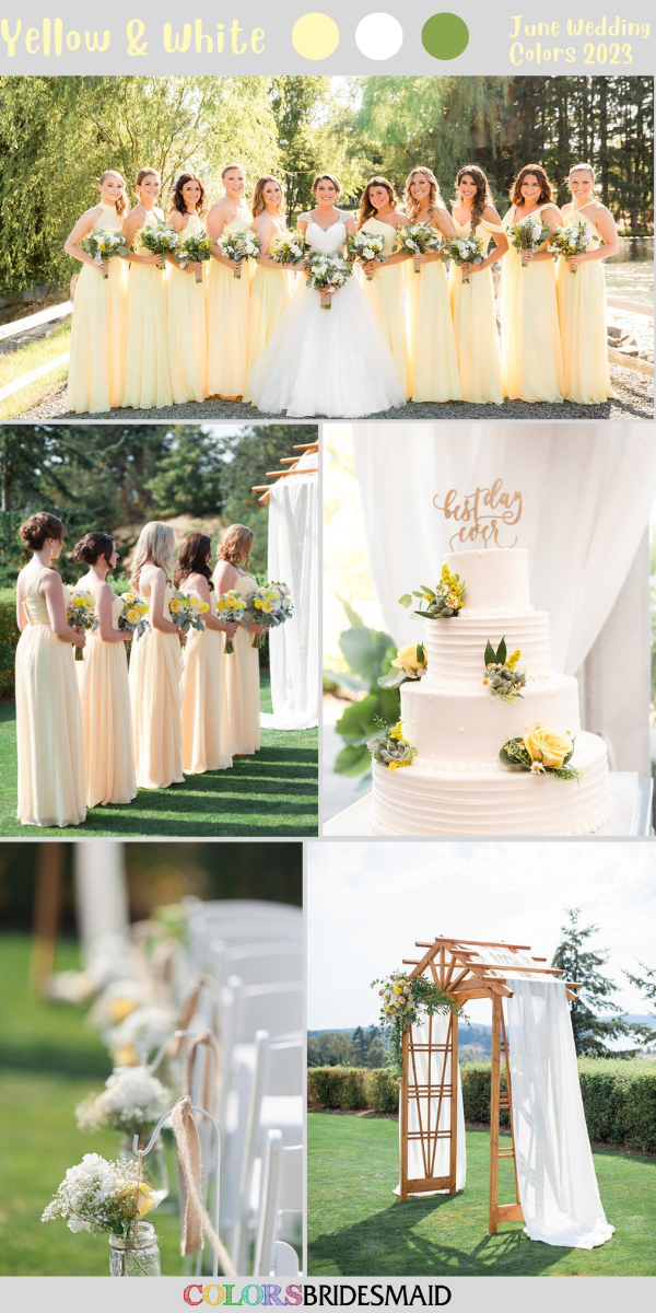 8 Popular June Wedding Color Palettes for 2023 -  Yellow + White + Greenery