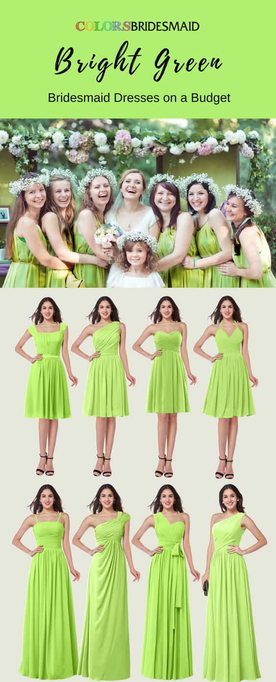Like These Bright Green Bridesmaid Dresses in Knee-Length and Floor-Length?