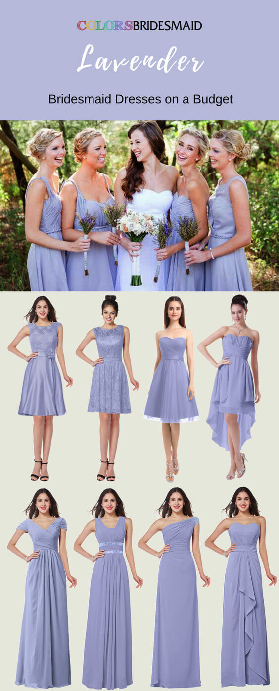 lavender purple bridesmaid dresses short and long