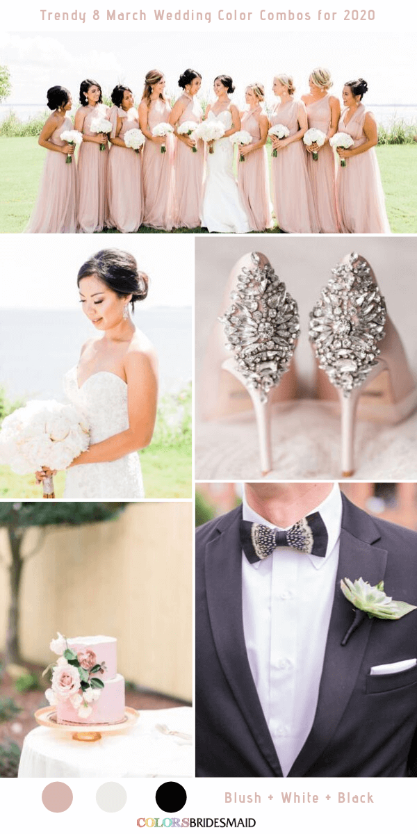 Trendy 8 March Wedding Color Combos for 2020 - Blush + White + Black