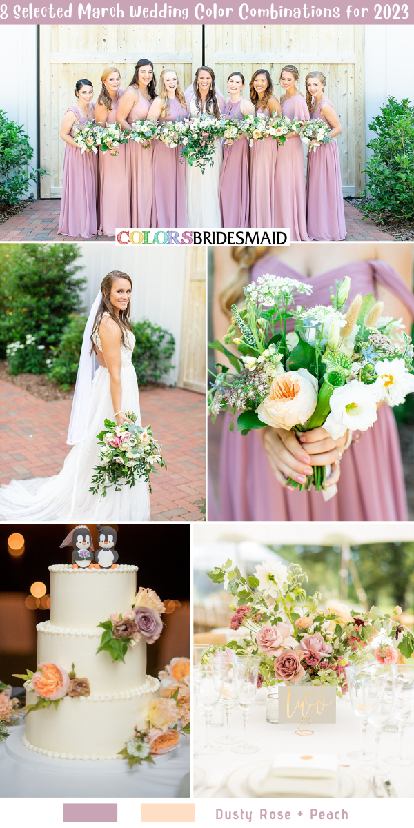 8 Selected March Wedding Color Combination for 2023 - Dusty Rose + Peach