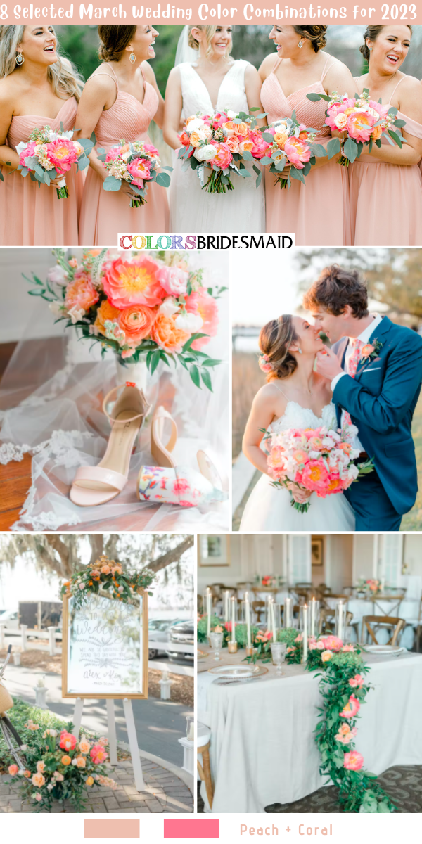 8 Selected March Wedding Color Combination for 2023 - Peach + Coral