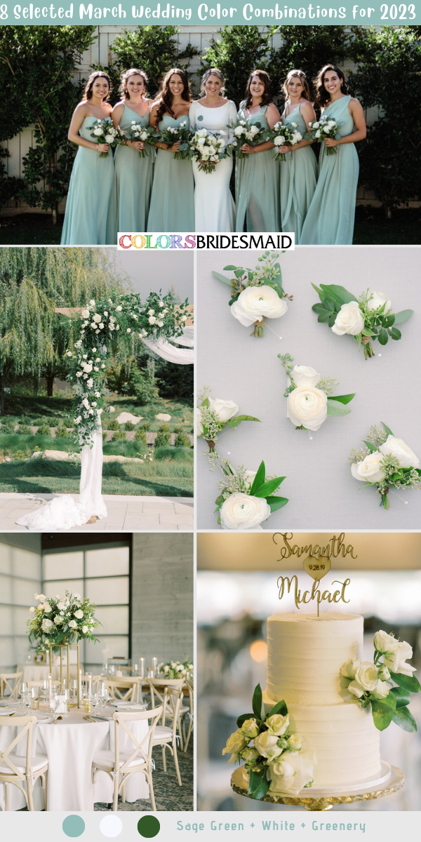 8 Selected March Wedding Color Combination for 2023 - Sage Green + White + Greenery