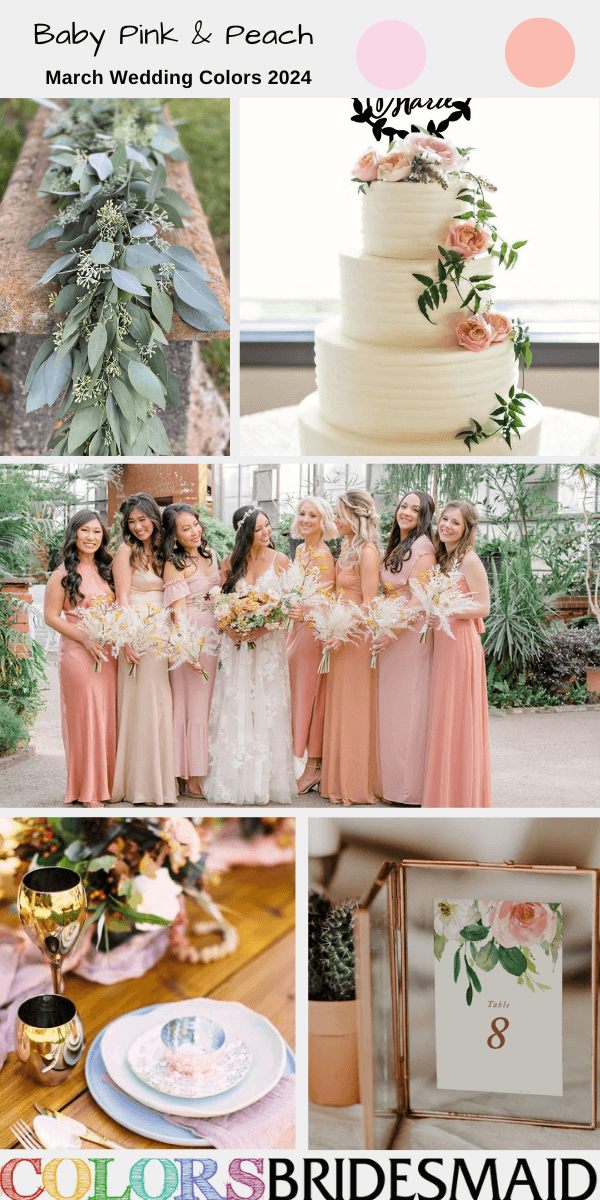 Best 8 March Wedding Color Combos for 2024-Baby Pink & Peach