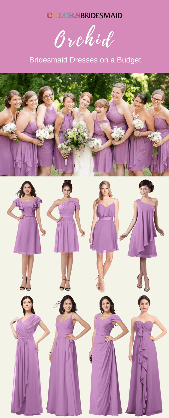 Orchid Bridesmaid Dresses in Knee-Length and Floor-Length