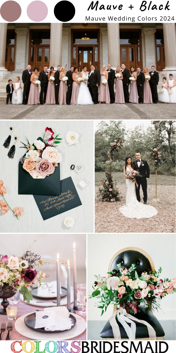 Best 8 Mauve Wedding Color Combos for 2024 - Mauve + Black