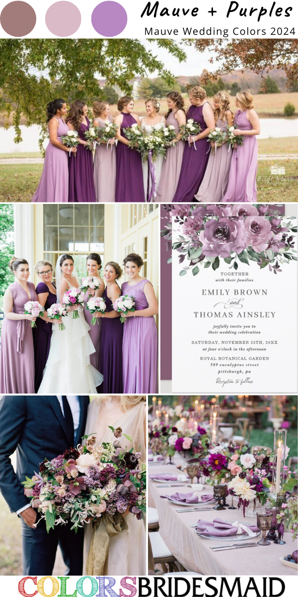 Best 8 Mauve Wedding Color Combos for 2024 - Mauve + Purples