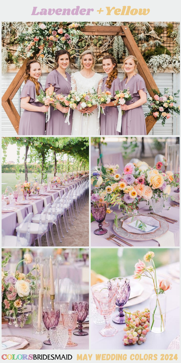 Popular 8 May Wedding Color Ideas for 2024 - Lavender +Yellow