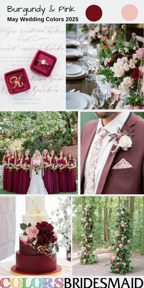 Top 8 May Wedding Color Combos for 2025 - Burgundy + Pink