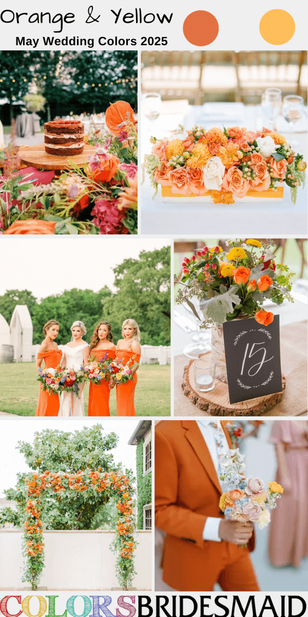 Top 8 May Wedding Color Combos for 2025 - Orange + Yellow