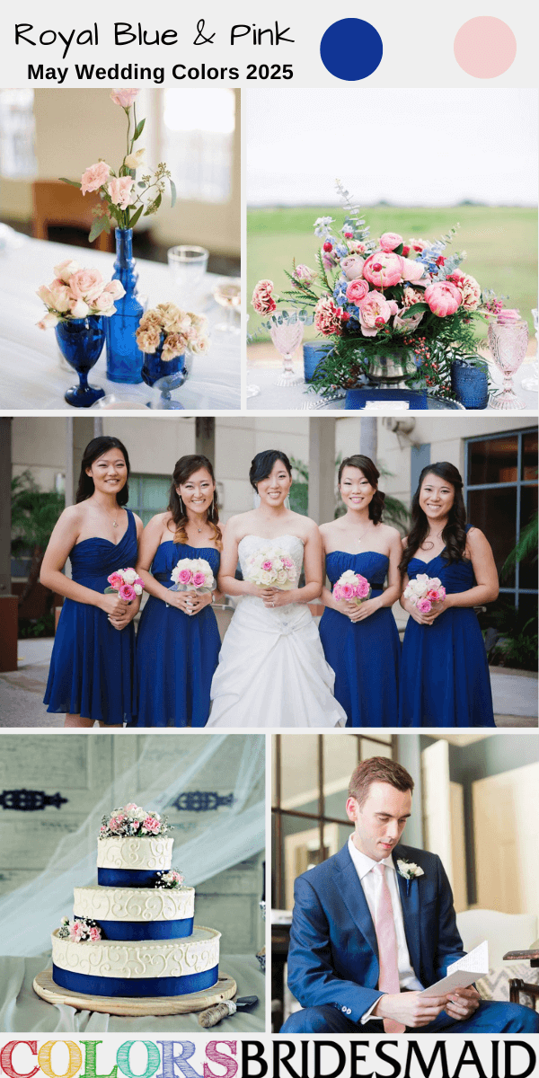 Top 8 May Wedding Color Combos for 2025 - Royal Blue + Pink