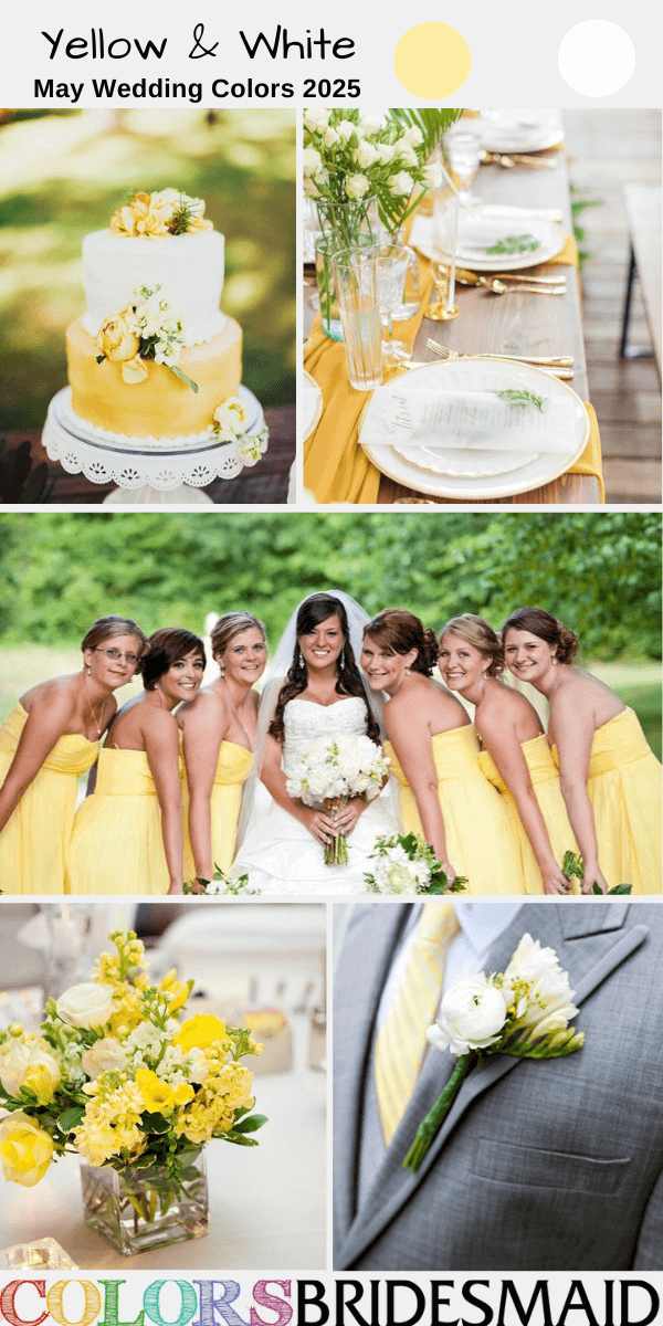 Top 8 May Wedding Color Combos for 2025 - Yellow + White
