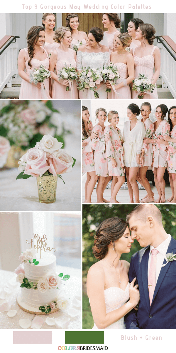 Top 9 May Wedding Color Palettes for 2019 - Blush+Green