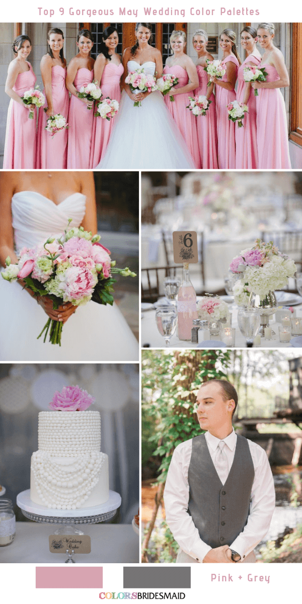Top 9 May Wedding Color Palettes for 2019 - Pink+Grey