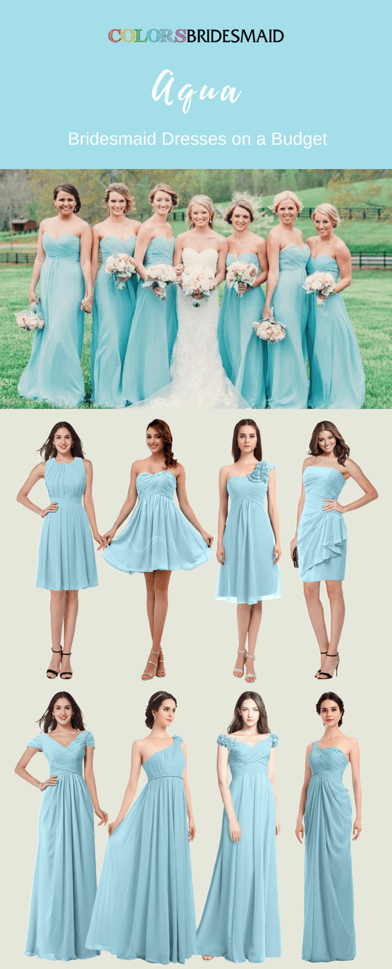Aqua Bridesmaid Dresses Long and Short