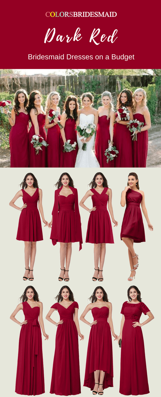 Most Welcomed Dark Red Bridesmaid Dresses in Long and Short Styles