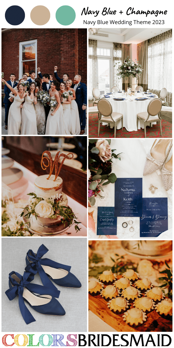 top 9 navy blue wedding themes for 2023 navy blue and champagne