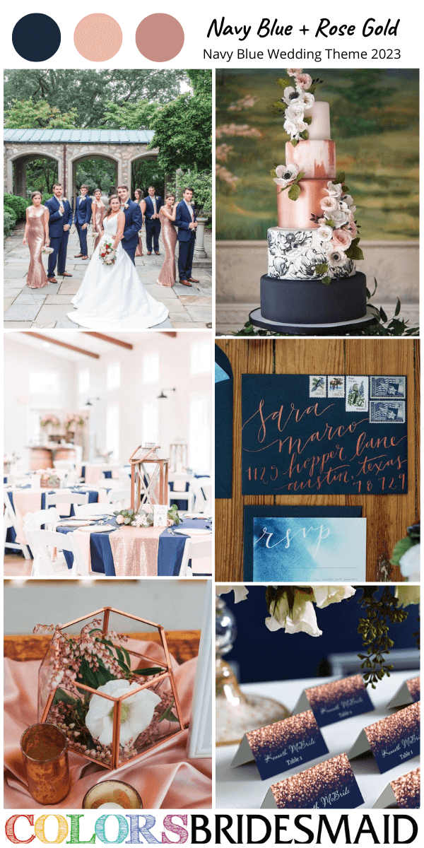 top 9 navy blue wedding themes for 2023 navy blue and rose gold