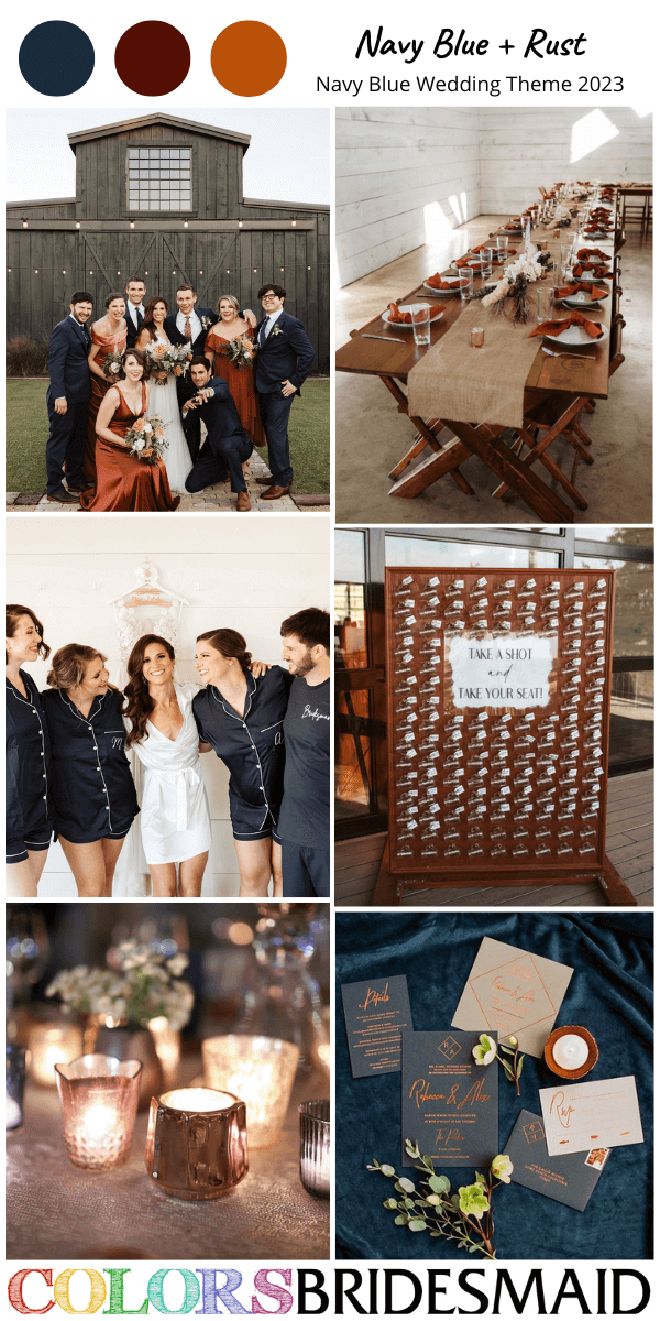 top 9 navy blue wedding themes for 2023 navy blue and rust