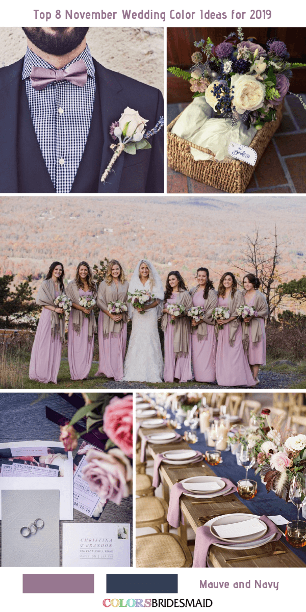 November Wedding Color ideas for 2019- Mauve + Navy