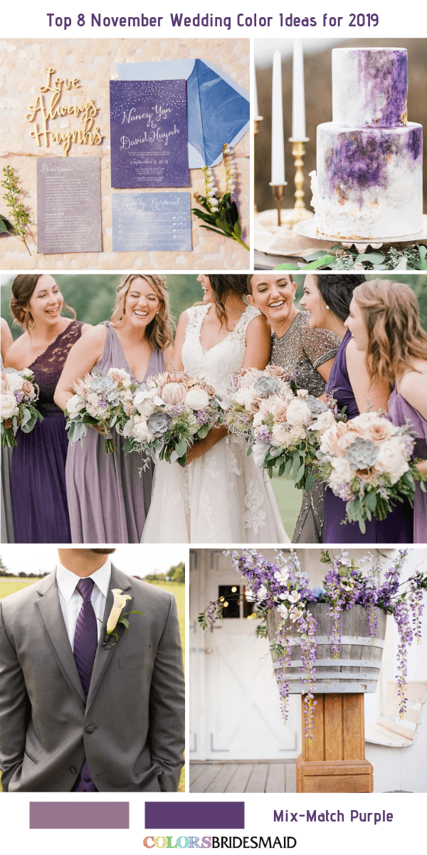 November Wedding Color ideas for 2019- Mix-match Purple