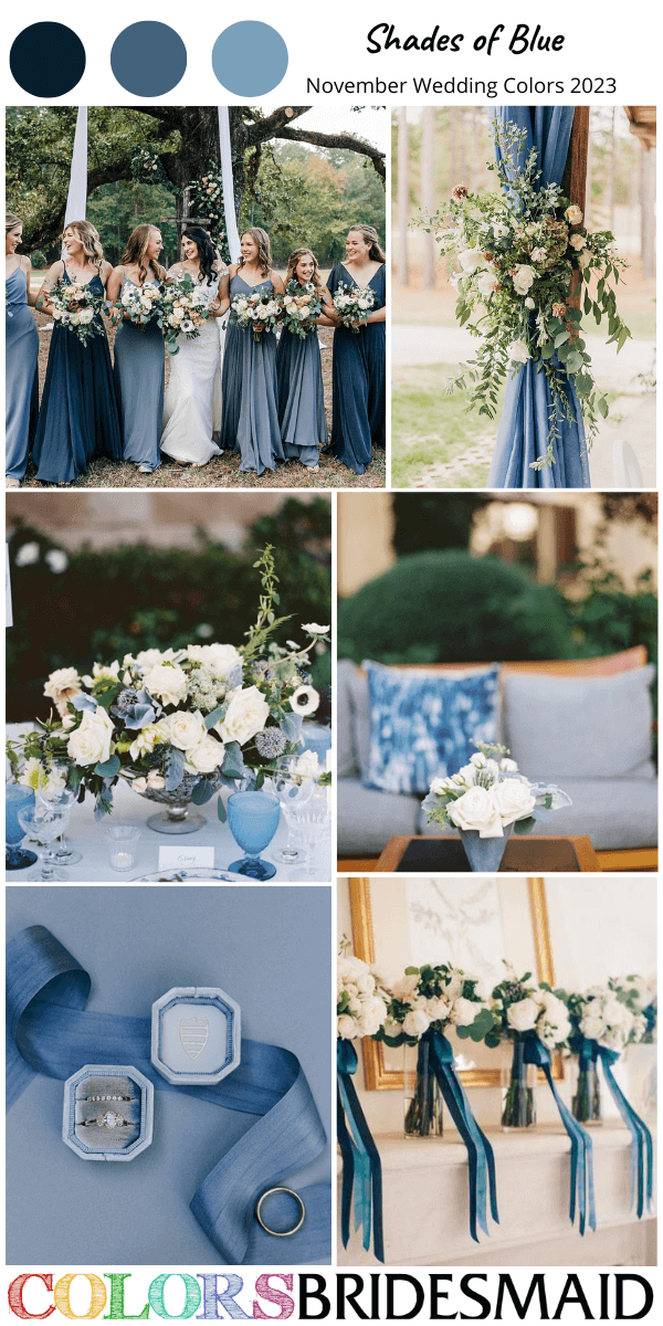 top 8 November wedding color Palettes for 2023 shades of blue