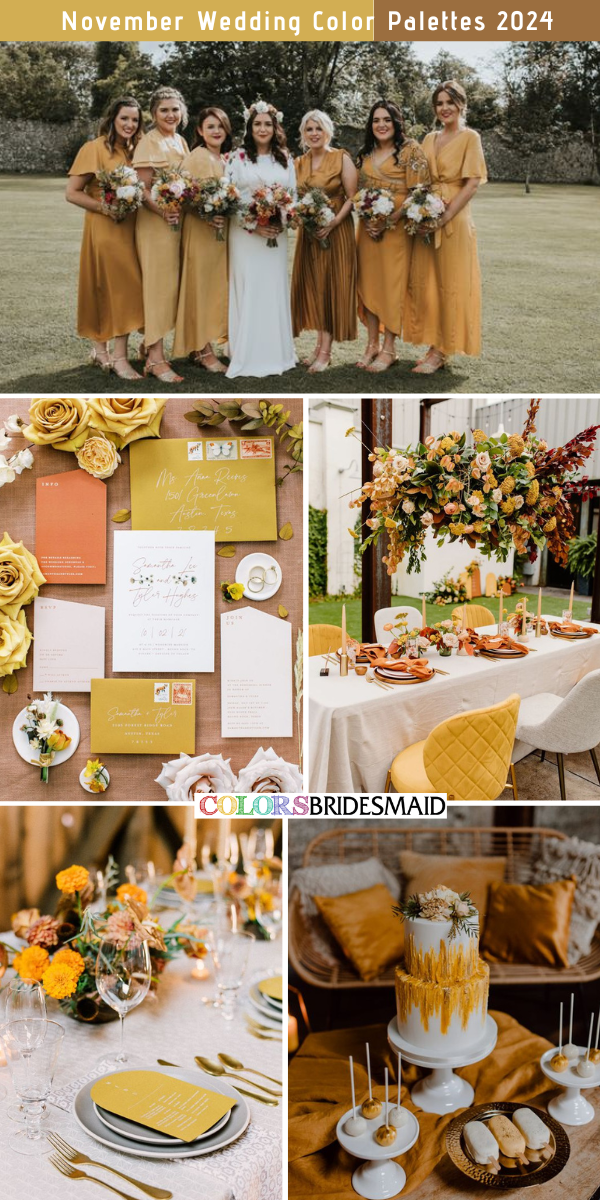 8 Perfect November Wedding Color Palettes for 2024 - Marigold + White + Terracotta
