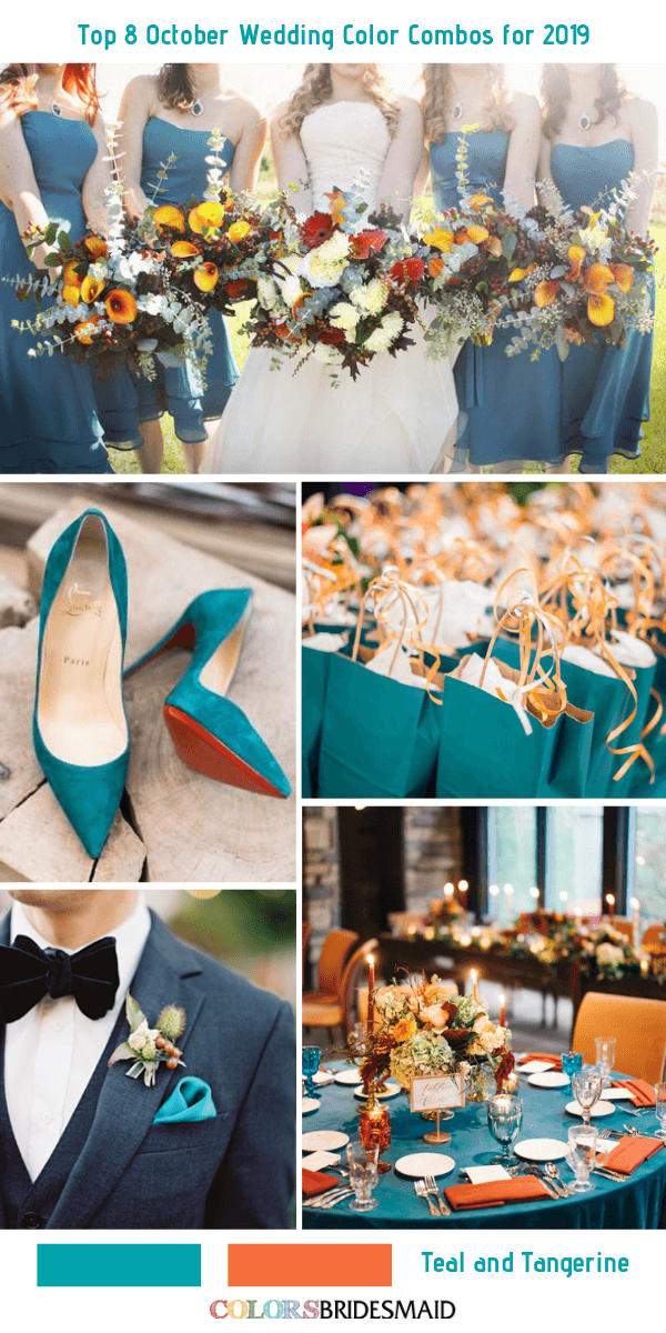 October Wedding Color Combos for 2019- Teal + Tangerine