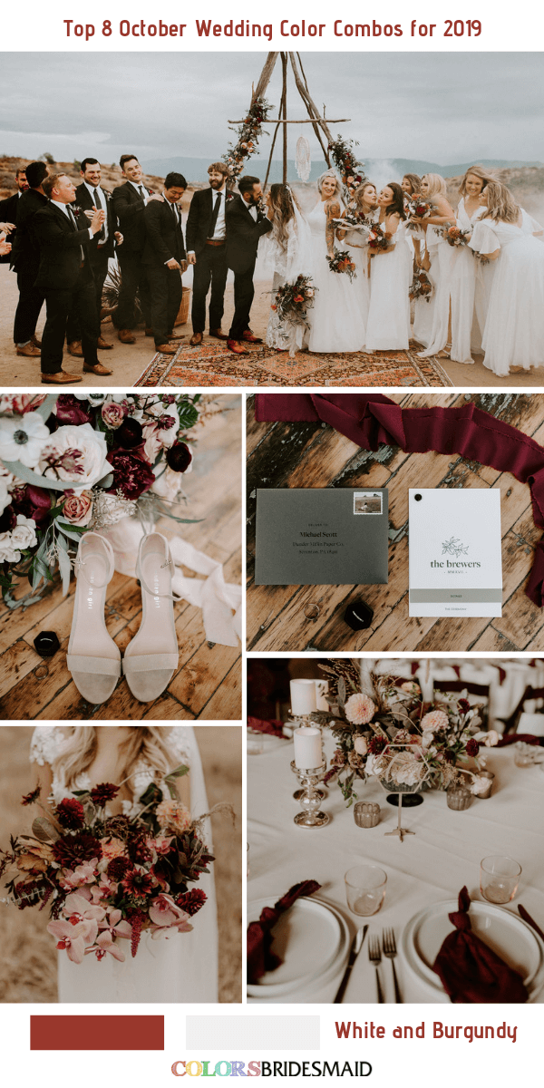 October Wedding Color Combos for 2019- White + Burgundy