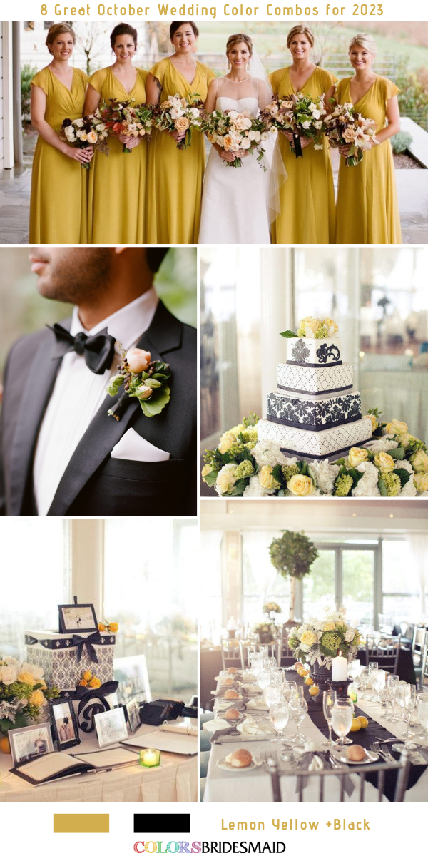 8 Great October Wedding Color Combos for 2023 - Lemon Yellow + Black
