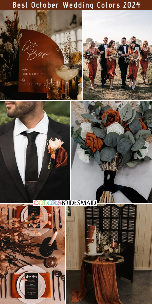 Best October Wedding Color Palettes for 2024 - Rust + Black