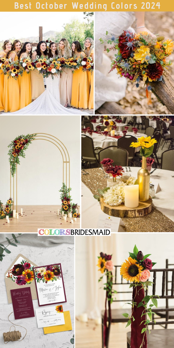 Best October Wedding Color Palettes for 2024 - Yellow + Burgundy