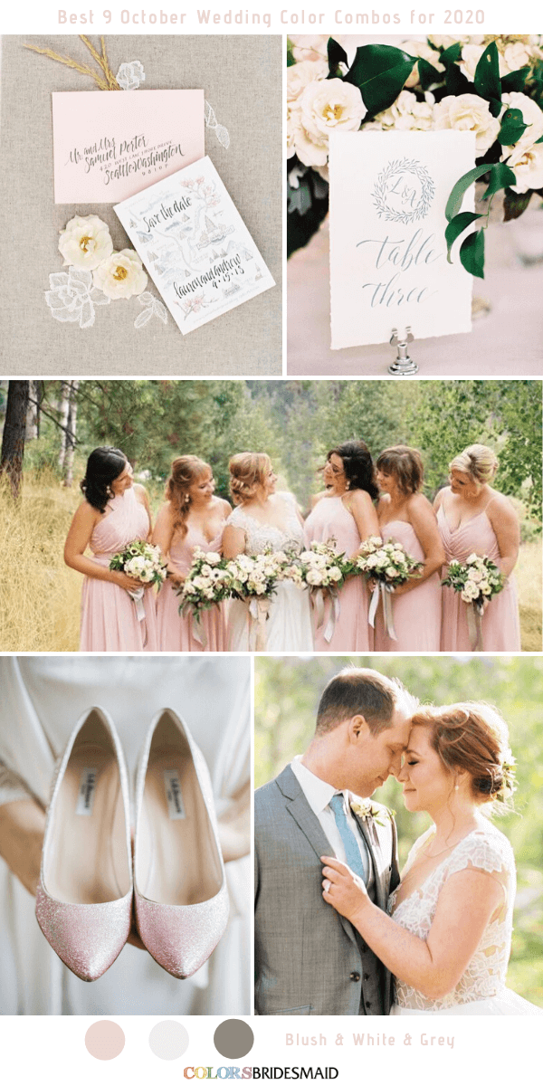 Best 9 October Wedding Color Combos for 2020 - Blush + White + Grey
