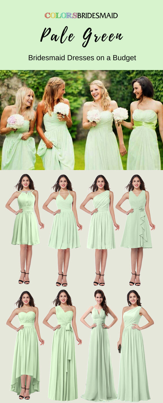Pale Green Bridesmaid Dresses for a Summer or fall Wedding