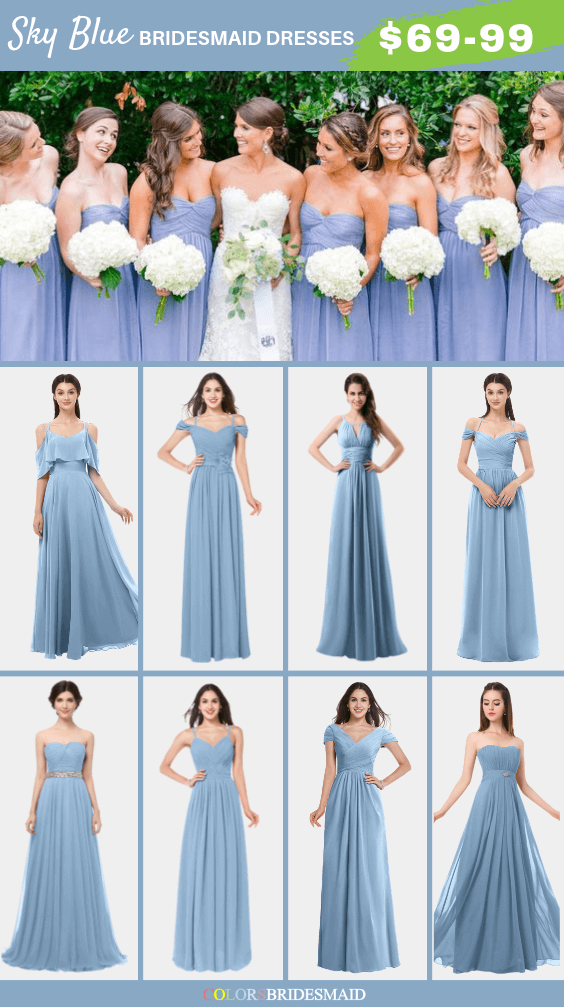 Blue Wedding - Sky Blue Bridesmaid Dresses Paired with Soft Yellow ...
